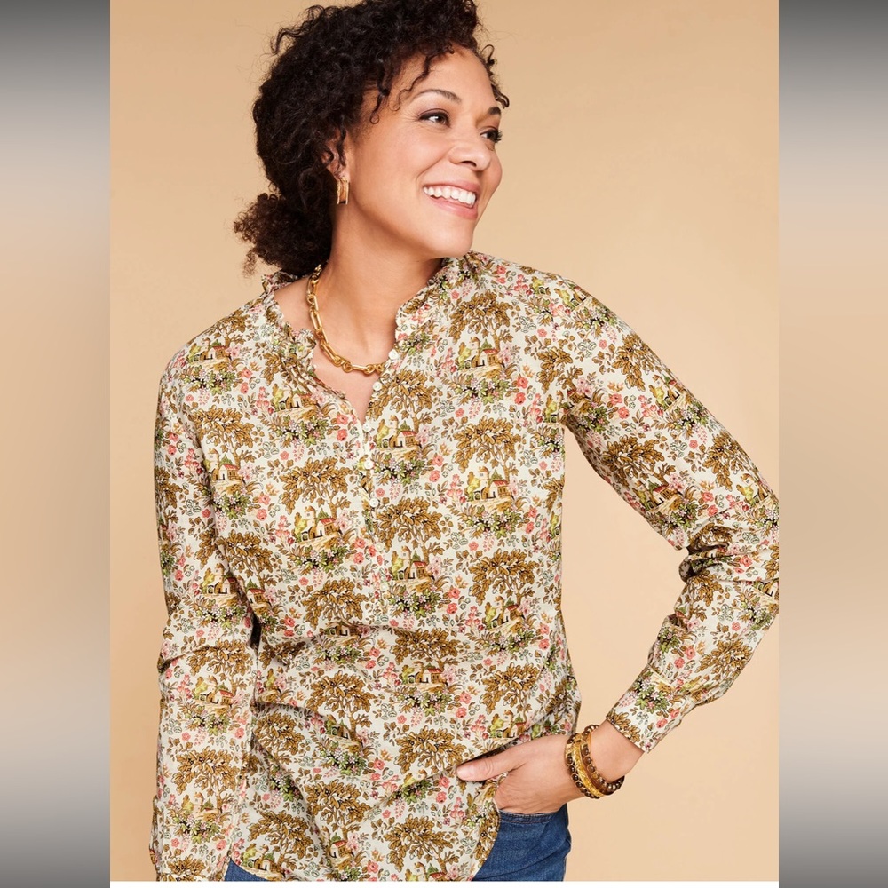Talbots countryside Print Women's Top